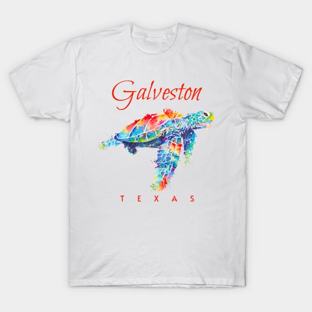 Galveston Texas Watercolor Sea Turtle T-Shirt by grendelfly73